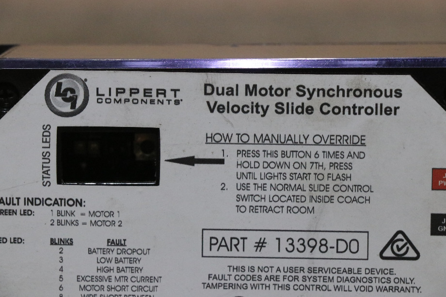USED 13398-D0 LIPPERT DUAL MOTOR SYNCHRONOUS VELOCITY SLIDE CONTROLLER RV PARTS FOR SALE RV Components 