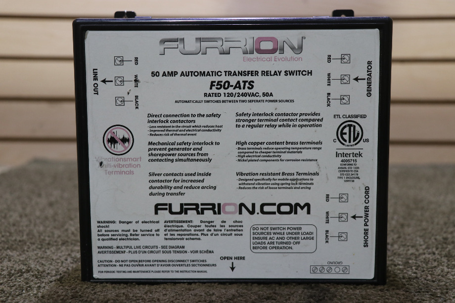 USED MOTORHOME FURRION F50-ATS AUTOMATIC TRANSFER RELAY SWITCH FOR SALE RV Components 