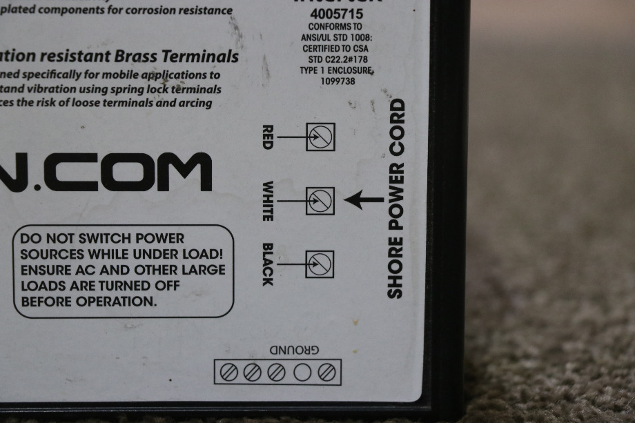USED MOTORHOME FURRION F50-ATS AUTOMATIC TRANSFER RELAY SWITCH FOR SALE RV Components 