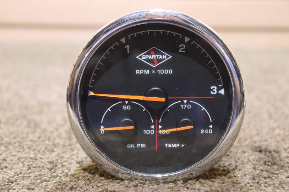 USED MOTORHOME SPARTAIN 3 IN 1 TACH / OIL / TEMP 00041369 DASH GAUGE FOR SALE RV Components 