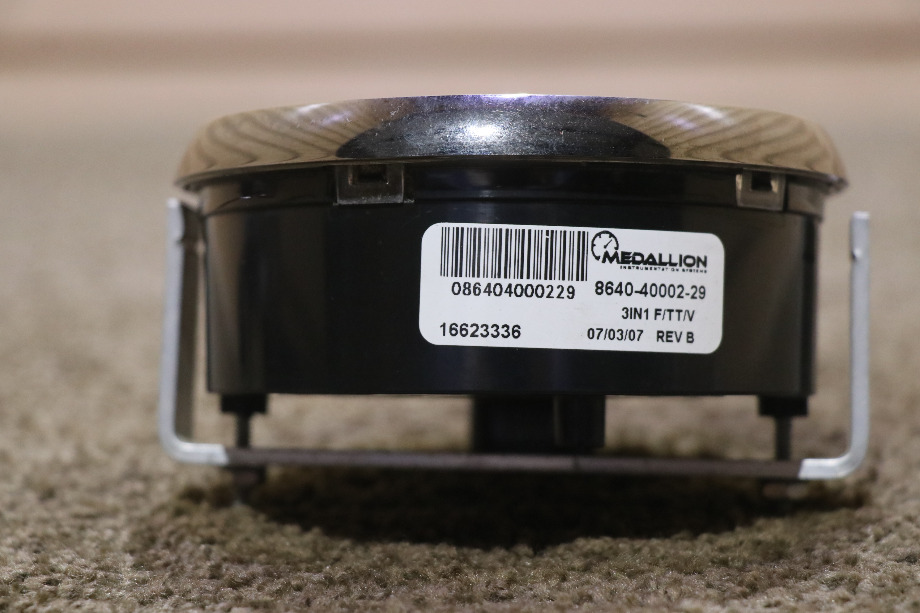 USED 3 IN 1 FUEL / TRANS / VOLT 8640-40002-29 DASH GAUGE MOTORHOME PARTS FOR SALE RV Components 