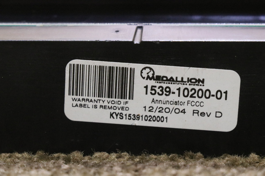 USED RV/MOTORHOME MEDALLION DASH ANNUNCIATOR 1539-10200-01 FOR SALE RV Components 