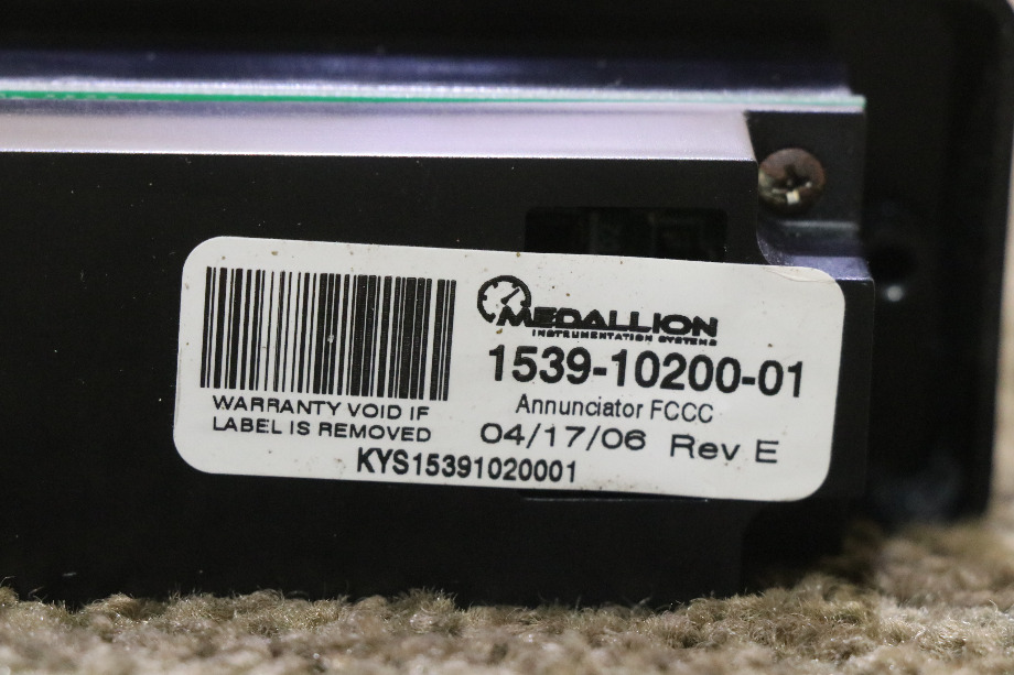 USED 1539-10200-01 MEDALLION DASH ANNUNCIATOR RV PARTS FOR SALE RV Components 