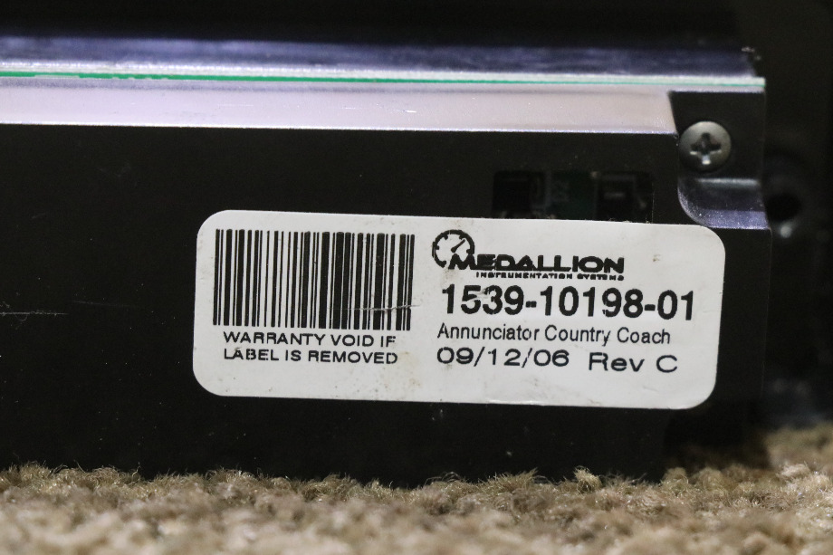 USED MEDALLION 1539-10198-01 DASH ANNUNCIATOR COUNTRY COACH MOTORHOME PARTS FOR SALE RV Components 