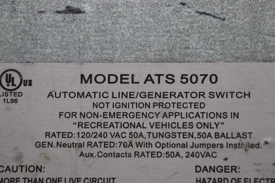 USED ATS 5070 PPS AUTOMATIC LINE/GENERATOR SWITCH RV PARTS FOR SALE RV Components 