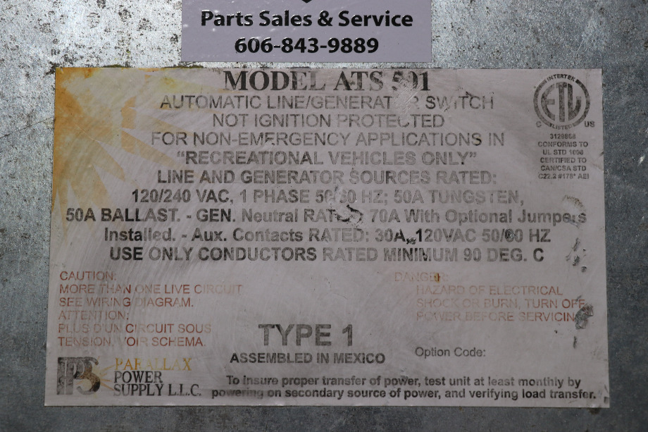 USED MOTORHOME PPS ATS 501 AUTOMATIC LINE/GENERATOR SWITCH FOR SALE RV Components 