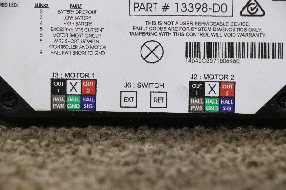 USED LIPPERT DUAL MOTOR SYNCHRONOUS VELOCITY SLIDE CONTROLLER 13398-D0 RV/MOTORHOME PARTS FOR SALE RV Components 