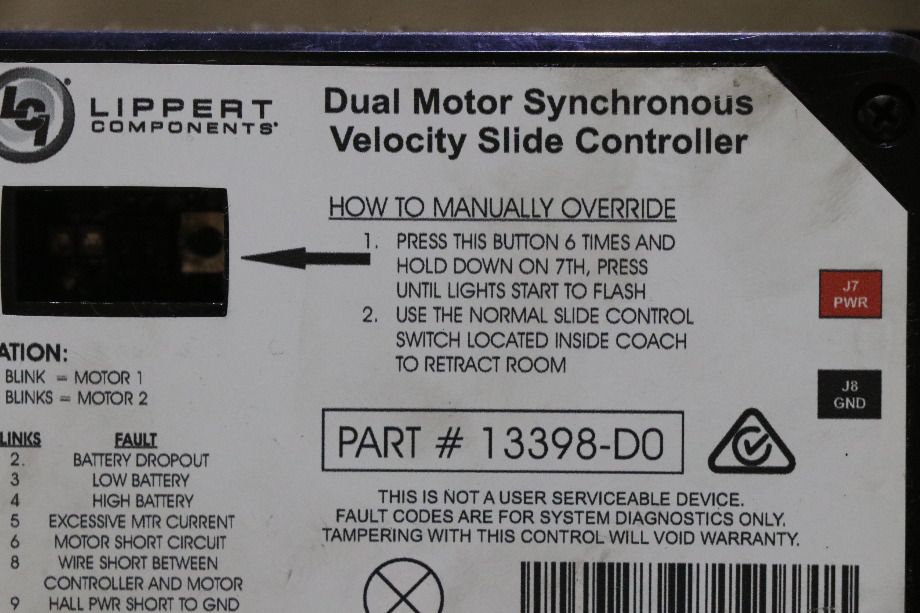 USED LIPPERT 13398-D0 DUAL MOTOR SYNCHRONOUS VELOCITY SLIDE CONTROLLER MOTORHOME PARTS FOR SALE RV Components 