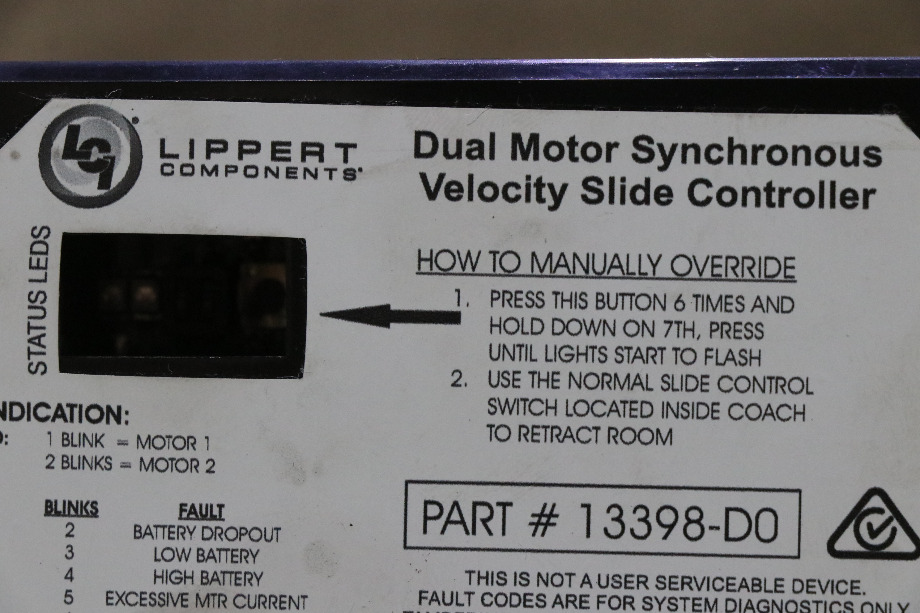 USED LIPPERT DUAL MOTOR SYNCHRONOUS VELOCITY SLIDE CONTROLLER 13398-D0 RV/MOTORHOME PARTS FOR SALE RV Components 