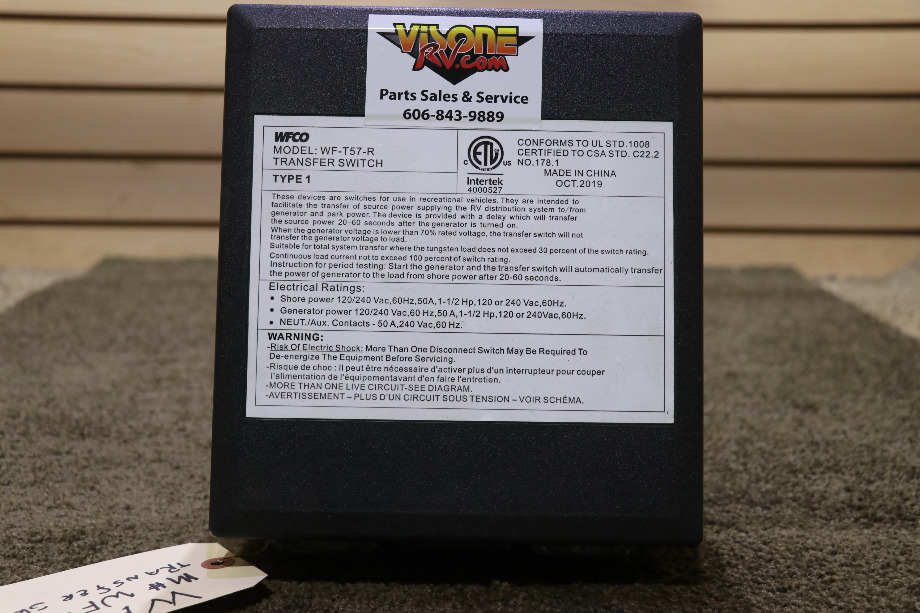 USED MOTORHOME WFCO WF-T57-R TRANSFER SWITCH FOR SALE RV Components 