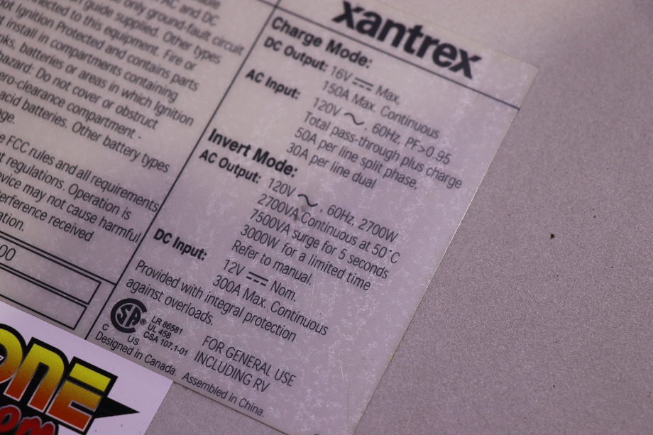 USED RV/MOTORHOME XANTREX SINE WAVE INVERTER/CHARGER RS3000 FOR SALE RV Components 