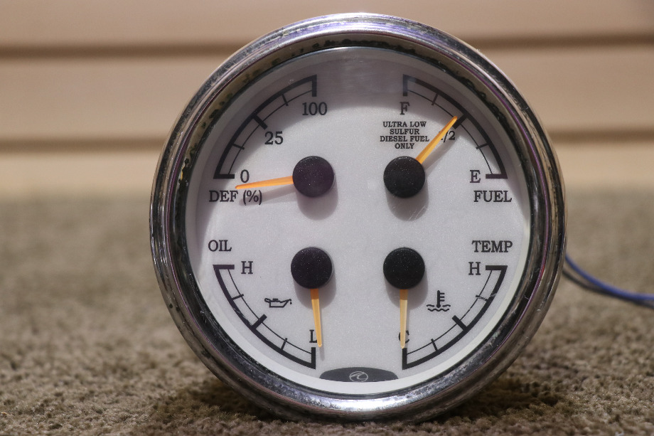 USED 4 IN 1 DEF / FUEL / OIL / TEMP DASH GAUGE RV/MOTORHOME PARTS FOR SALE RV Components 