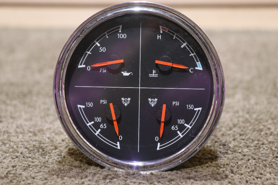 USED MOTORHOME 4 IN 1 W22-00013-038 OIL / TEMP / FRONT / REAR DASH GAUGE FOR SALE RV Components 