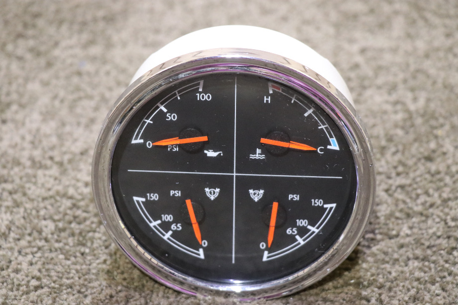 USED MOTORHOME 4 IN 1 W22-00013-038 OIL / TEMP / FRONT / REAR DASH GAUGE FOR SALE RV Components 