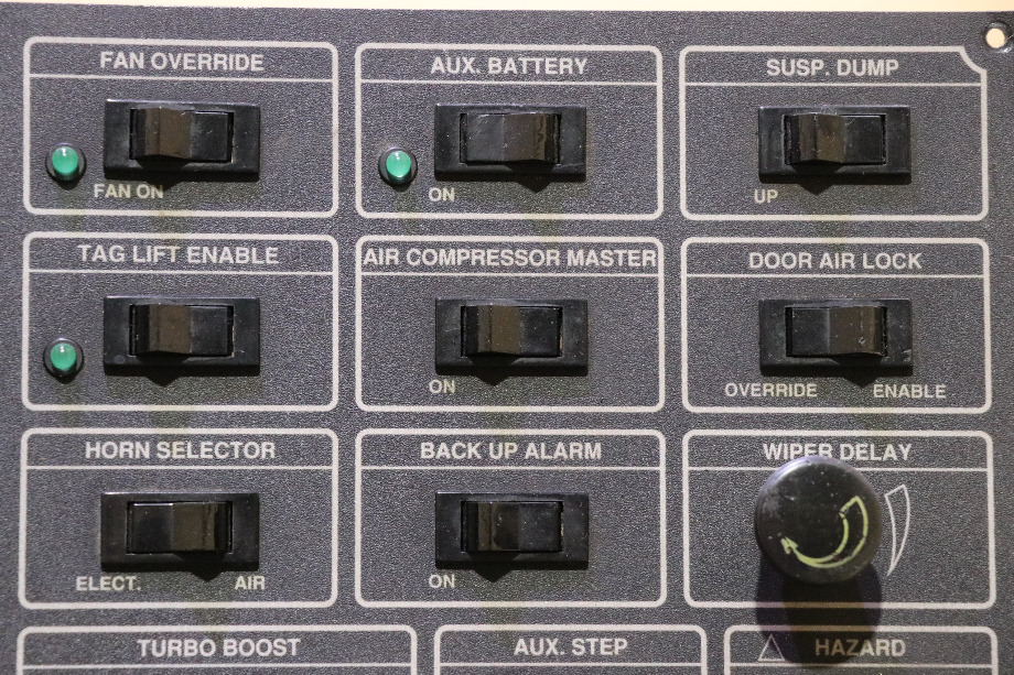 USED BLUE BIRD WANDERLODGE DASH GAUGE & SWITCH CLUSTER RV PARTS FOR SALE RV Components 