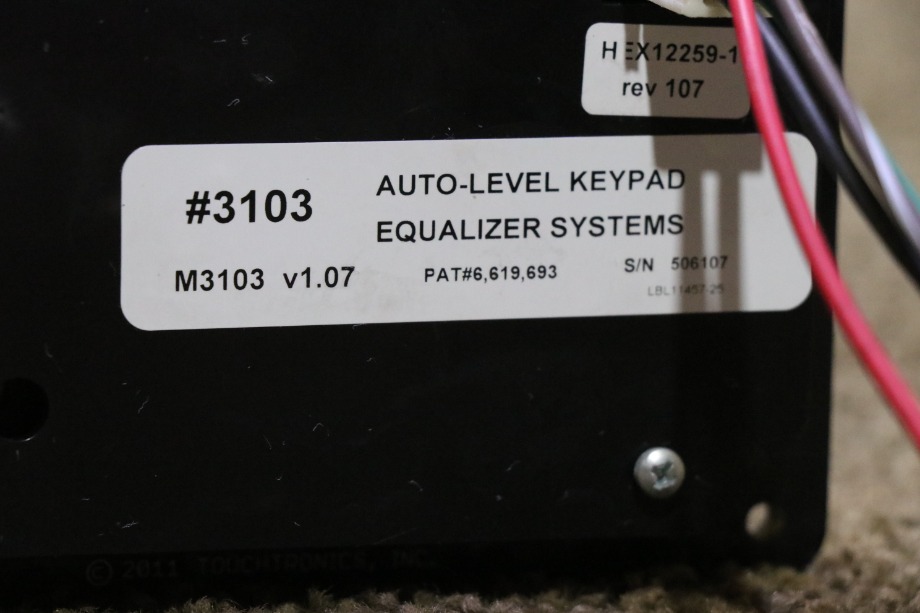 USED EQUALIZER SYSTEM AUTO LEVEL TOUCH PAD 3103 RV/MOTORHOME PARTS FOR SALE RV Components 