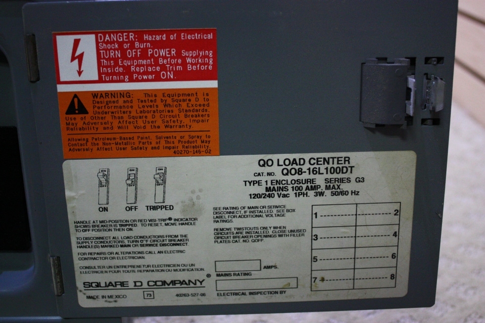 USED QO LOAD CENTER Q08-16L100DT FOR SALE RV Accessories 