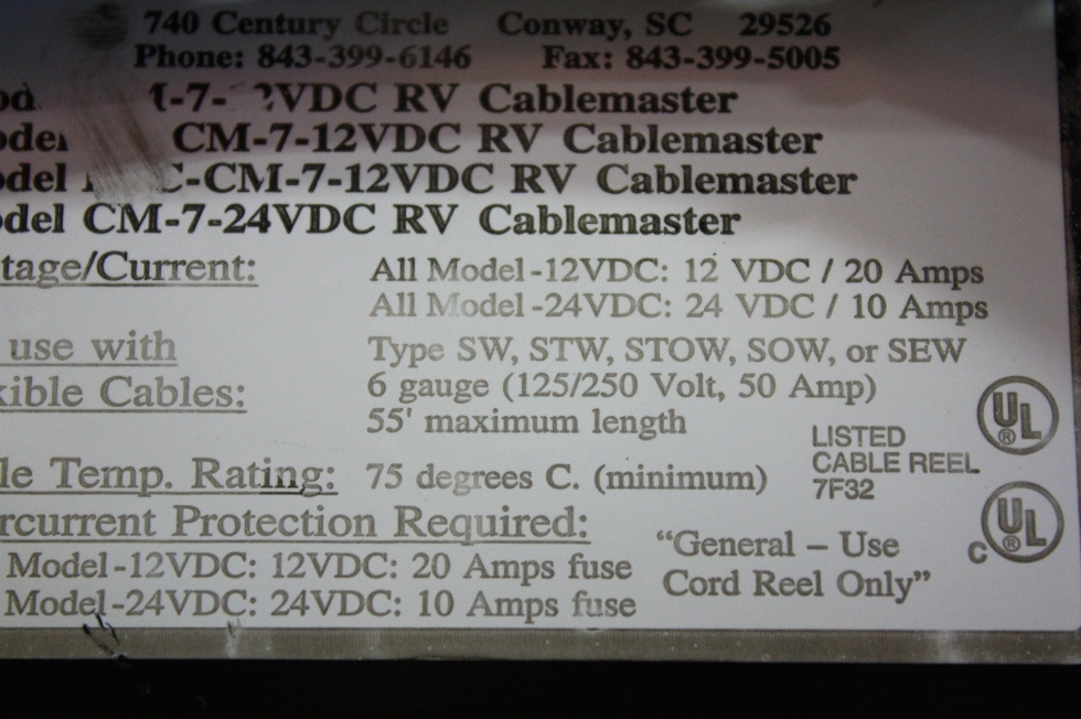 USED RV GLENDINNING CABLEMASTER WITH SWITCH CM-7 FOR SALE RV Accessories 