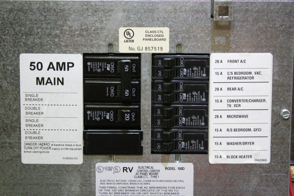 RV Accessories USED ELECTRICAL CONTROL CENTER 100D RV PARTS