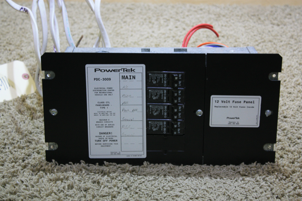 RV Accessories USED MOTORHOME POWERTEK 12 VOLT FUSE PANEL PDC3009 RV PARTS FOR SALE RV