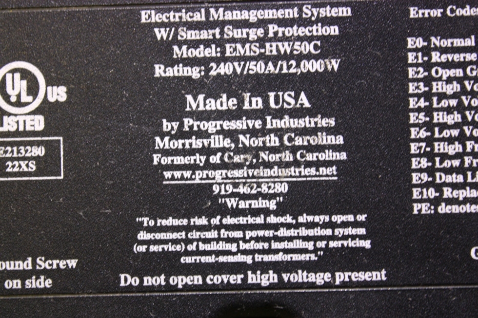 USED MOTORHOME EMS-HW50C ELECTRICAL MANAGEMENT SYSTEM W/ SMART SURGE PROTECTION FOR SALE RV Accessories 