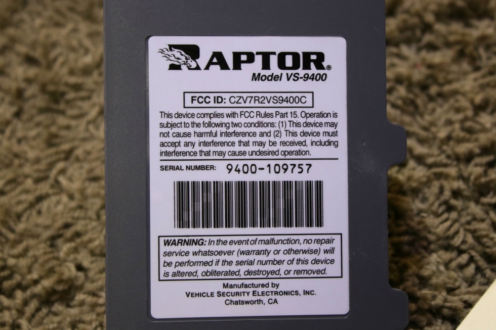 USED TREKMATE RV SECURITY SYSTEM MODEL RV717 RAPTOR CONTROL MODULE FOR SALE RV Accessories 