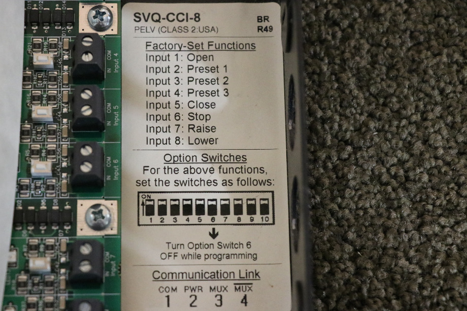 USED MOTORHOME LUTRON SOVOIA QED SVQ-CCI-8 CONTACT CLOSURE INPUT BOARD FOR SALE RV Accessories 