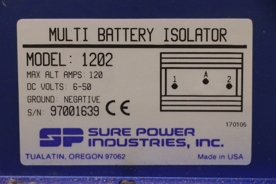 USED SURE POWER 1202 MULTI BATTERY ISOLATOR RV/MOTORHOME PARTS FOR SALE RV Accessories 