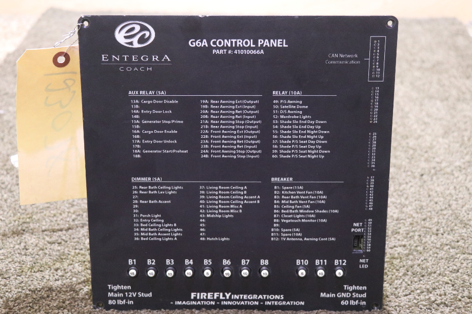 USED MOTORHOME FIREFLY ENTEGRA G6A CONTROL PANEL 41010066A FOR SALE RV Accessories 