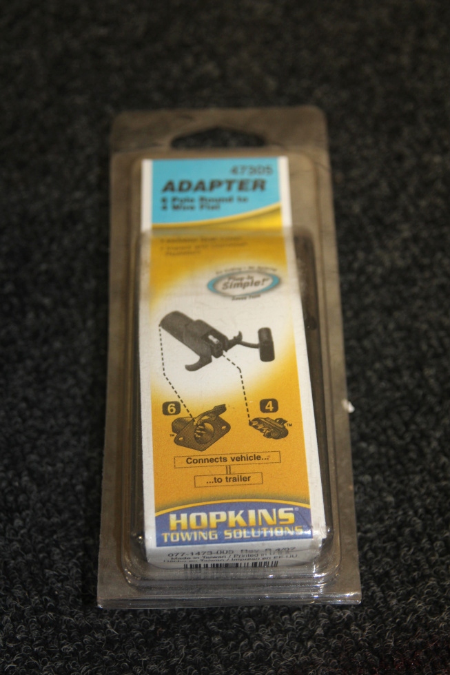 NEW IN BOX: HOPPY HOSKINS 6 POLE ROUND TO 4 WIRE FLAT TRAILER TOWING ADAPTER MODEL: 47305 Towing Products 