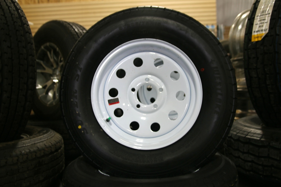 WEST LAKE ST205/75R15 TIRE & 15 INCH WHITE 5 LUG WHEEL  Towing Products 